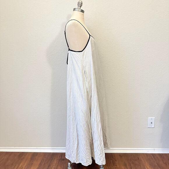 MVN The Label Maxi Slip Dress Beige Linen Sleeveless Swing Lagenlook - Picture 6 of 12